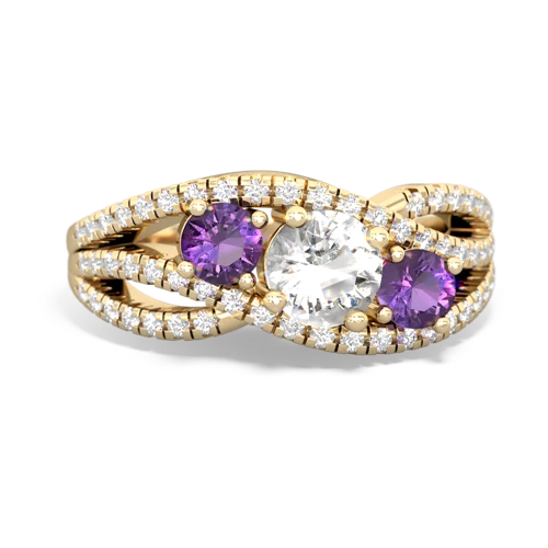 white topaz-amethyst three stone pave ring