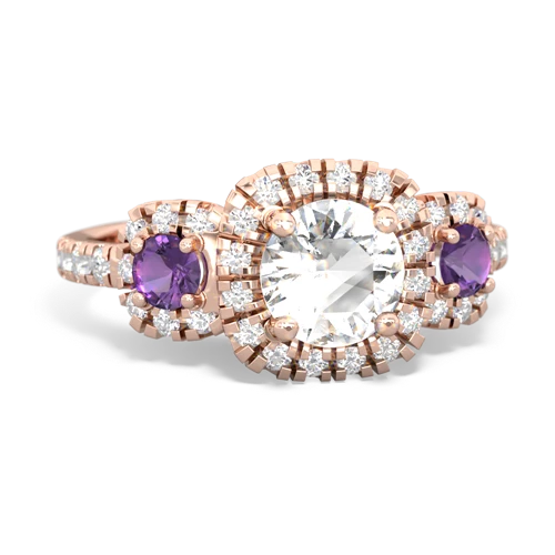 White Topaz Genuine White Topaz with Genuine Amethyst and Genuine Fire Opal Regal Halo ring Ring