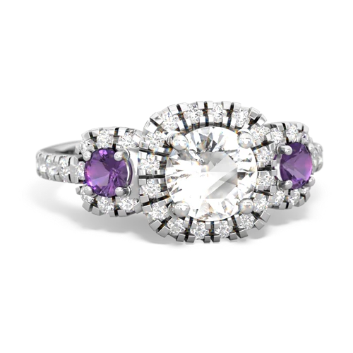 white topaz-amethyst three stone regal ring