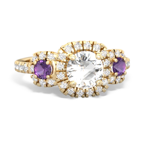 white topaz-amethyst three stone regal ring