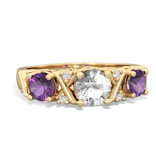 White Topaz Genuine White Topaz with Genuine Amethyst and Genuine Amethyst Hugs and Kisses ring Ring