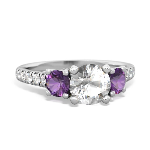 White Topaz Genuine White Topaz with Genuine Amethyst and Genuine Fire Opal Pave Trellis ring Ring