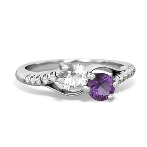 white topaz-amethyst two stone infinity ring