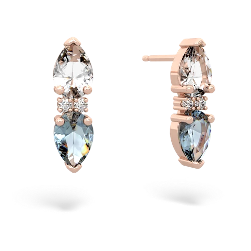 white topaz-aquamarine bowtie earrings