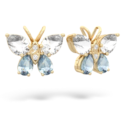 white topaz-aquamarine butterfly earrings