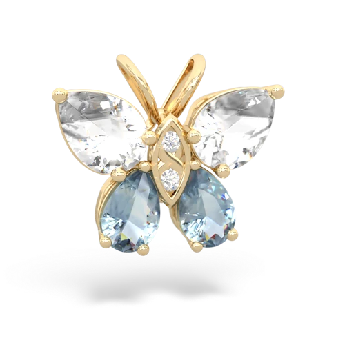 white topaz-aquamarine butterfly pendant