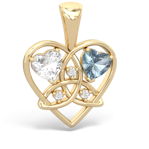 white topaz-aquamarine celtic heart pendant