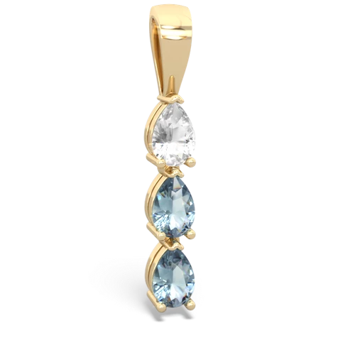 white topaz-aquamarine three stone pendant