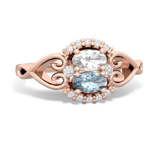 white topaz-aquamarine antique keepsake ring