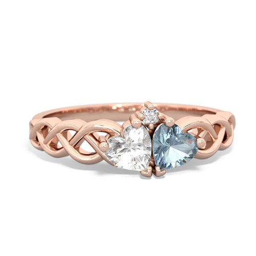 white topaz-aquamarine celtic braid ring