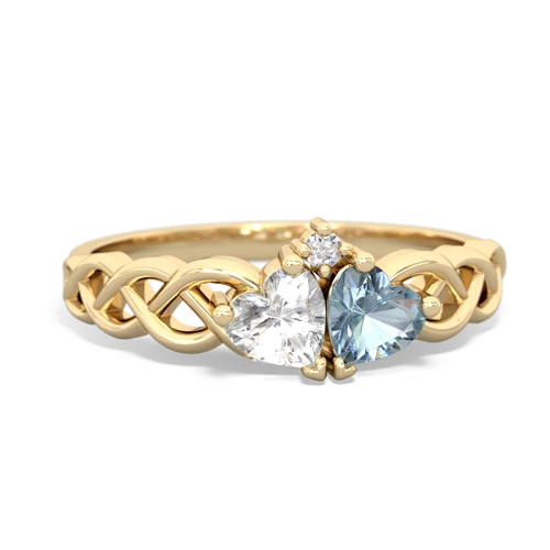 white topaz-aquamarine celtic braid ring