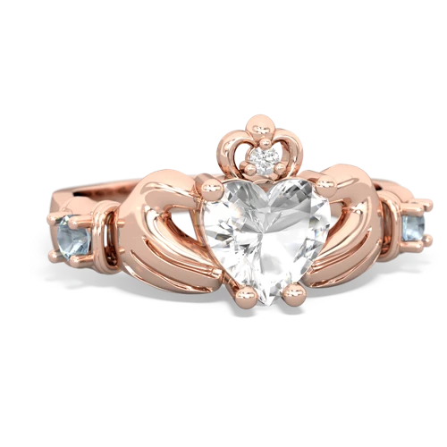 White Topaz Genuine White Topaz with Genuine Aquamarine and Genuine Pink Tourmaline Claddagh ring Ring