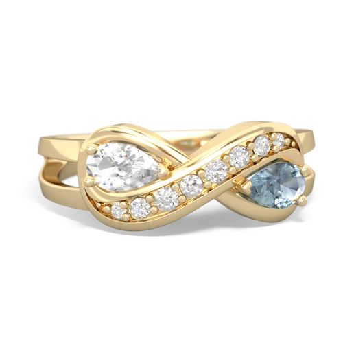 white topaz-aquamarine diamond infinity ring