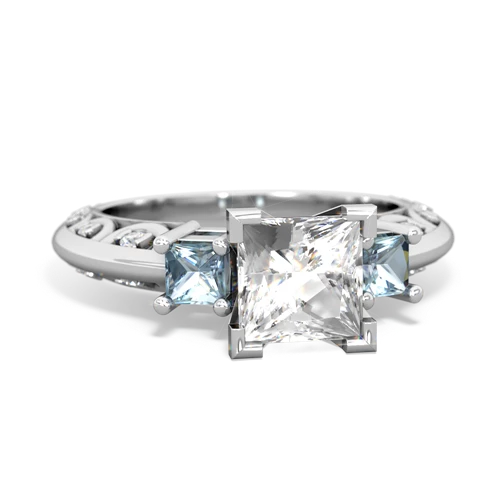 white topaz-aquamarine engagement ring