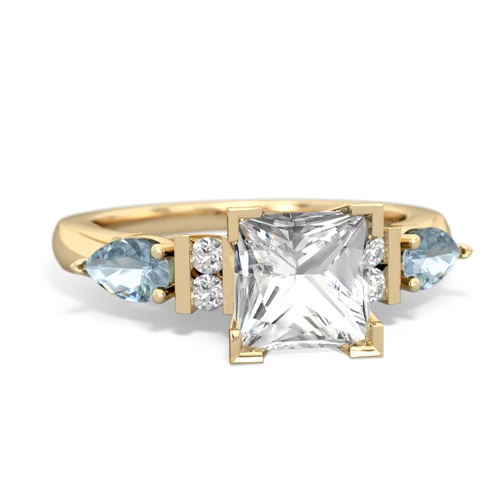 White Topaz Genuine White Topaz with Genuine Aquamarine and Genuine Opal Engagement ring Ring