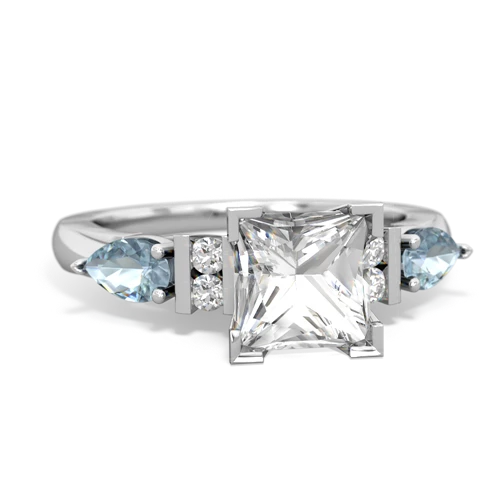 white topaz-aquamarine engagement ring