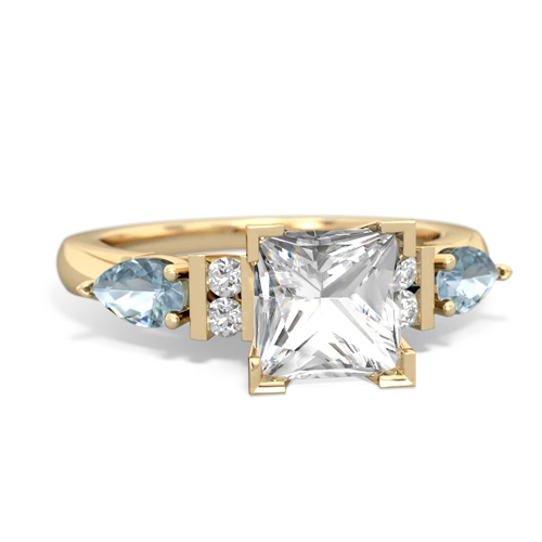 white topaz-aquamarine engagement ring