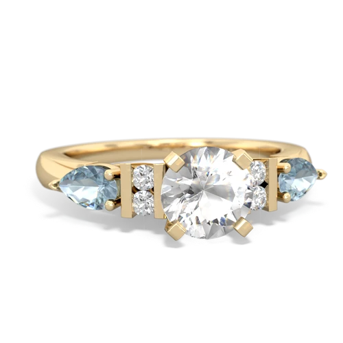 White Topaz Genuine White Topaz with Genuine Aquamarine and Genuine Pink Tourmaline Engagement ring Ring
