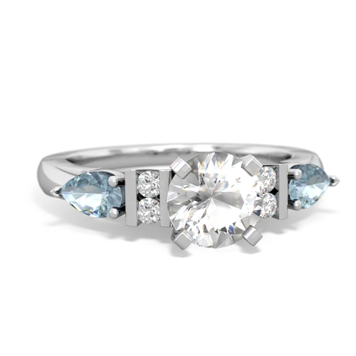 white topaz-aquamarine engagement ring