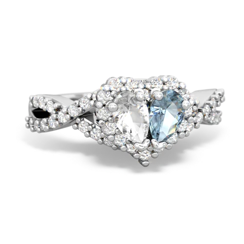 white topaz-aquamarine engagement ring