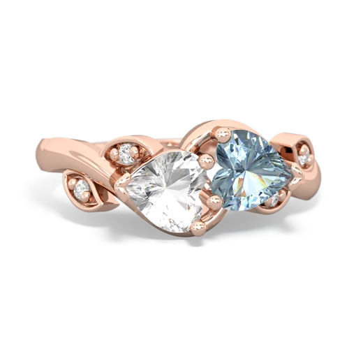 white topaz-aquamarine floral keepsake ring