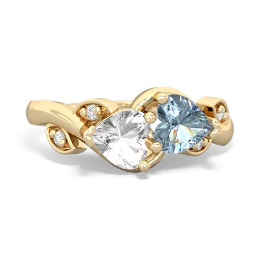 white topaz-aquamarine floral keepsake ring