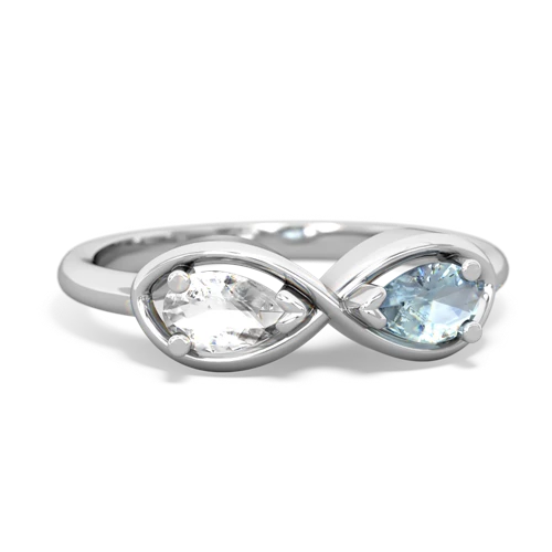 white topaz-aquamarine infinity ring