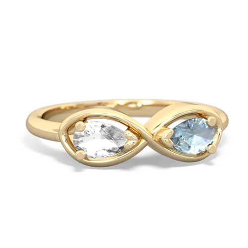 white topaz-aquamarine infinity ring