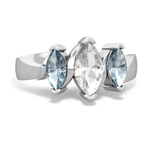 White Topaz Genuine White Topaz with Genuine Aquamarine and Genuine Opal Three Peeks ring Ring