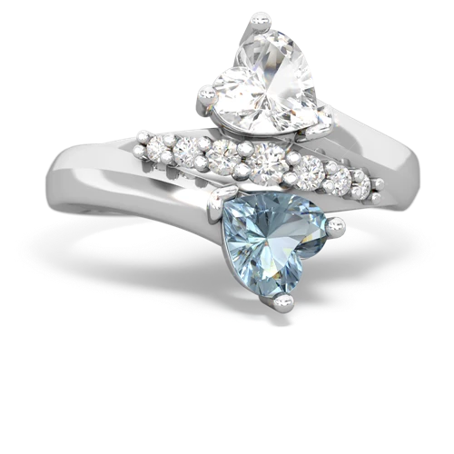 white topaz-aquamarine modern ring