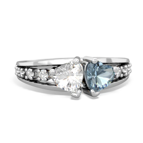 white topaz-aquamarine modern ring