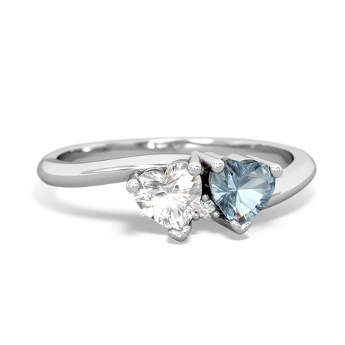 white topaz-aquamarine sweethearts promise ring