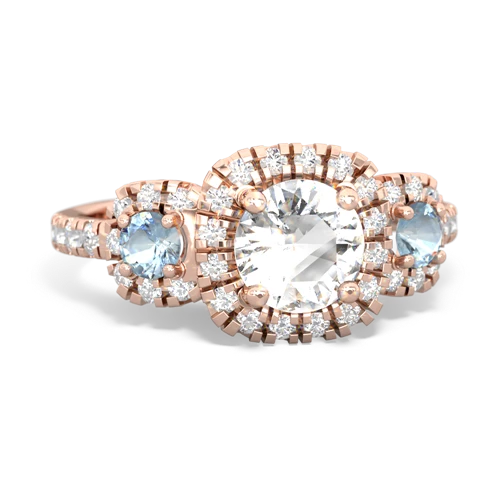 White Topaz Genuine White Topaz with Genuine Aquamarine and Genuine Pink Tourmaline Regal Halo ring Ring
