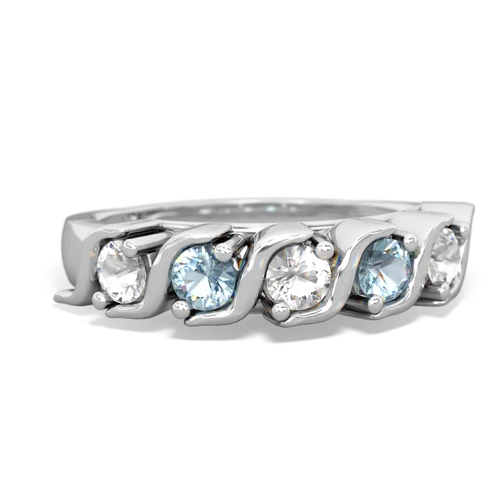 white topaz-aquamarine timeless ring