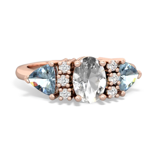White Topaz Genuine White Topaz with Genuine Aquamarine and Genuine Peridot Antique Style Three Stone ring Ring