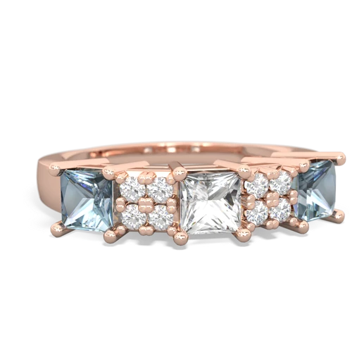 White Topaz Genuine White Topaz with Genuine Aquamarine and Genuine Pink Tourmaline Three Stone ring Ring