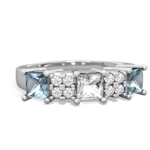 white topaz-aquamarine timeless ring