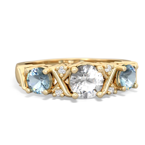 white topaz-aquamarine timeless ring