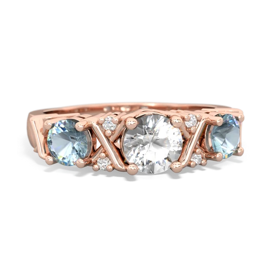 white topaz-aquamarine timeless ring