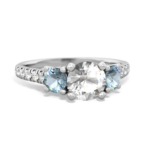 White Topaz Genuine White Topaz with Genuine Aquamarine and Genuine Opal Pave Trellis ring Ring
