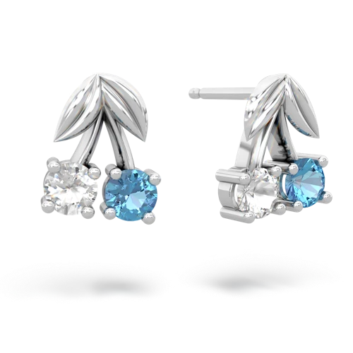 white topaz-blue topaz cherries earrings