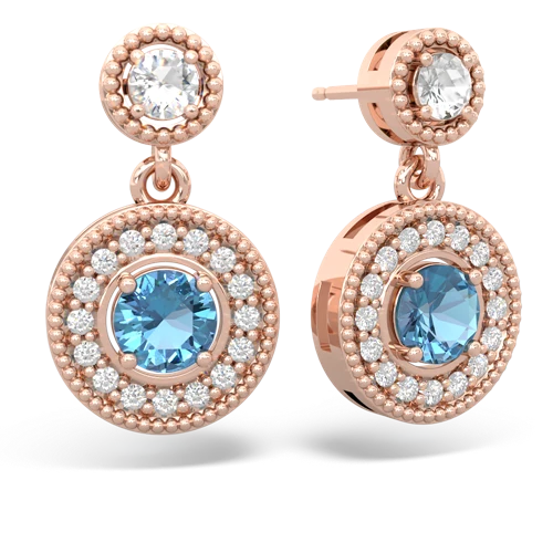 white topaz-blue topaz halo earrings