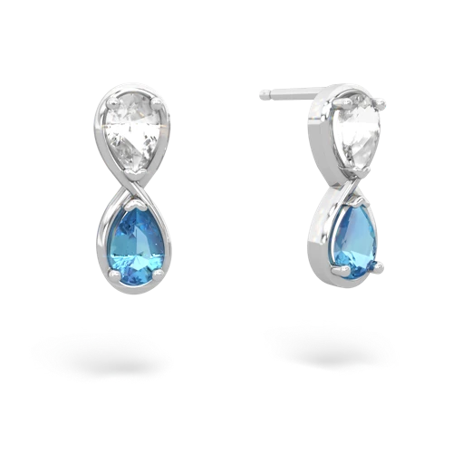 white topaz-blue topaz infinity earrings