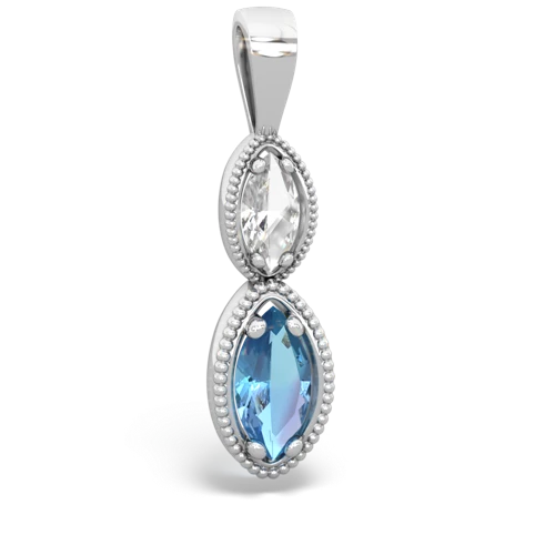 white topaz-blue topaz antique milgrain pendant