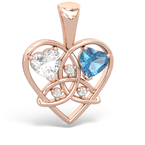 white topaz-blue topaz celtic heart pendant