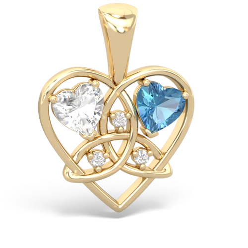 white topaz-blue topaz celtic heart pendant
