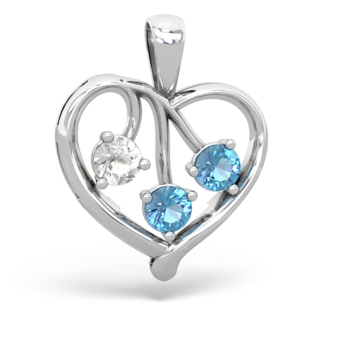 White Topaz Genuine White Topaz with Genuine Swiss Blue Topaz and Lab Created Emerald Glowing Heart pendant Pendant