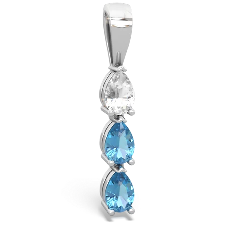 white topaz-blue topaz three stone pendant