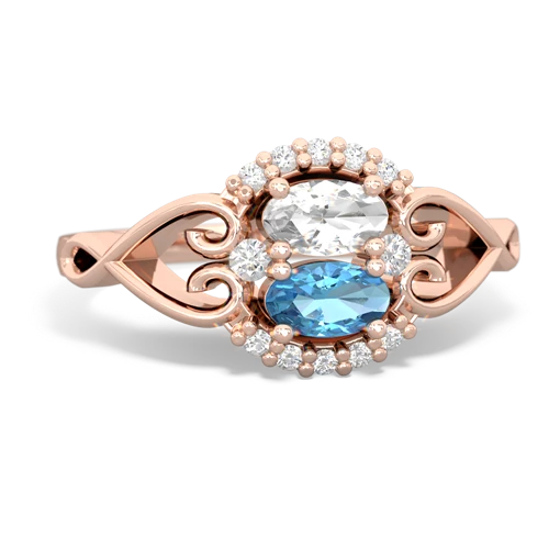 white topaz-blue topaz antique keepsake ring