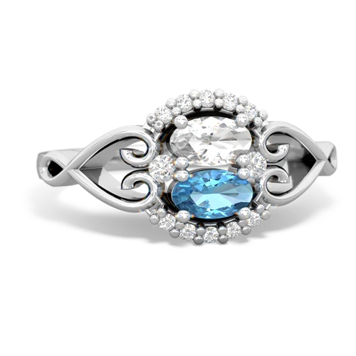 white topaz-blue topaz antique keepsake ring